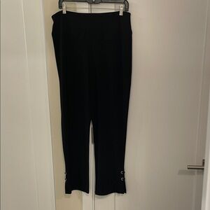 Black Sympli Pants with Grommet Detail at Ankle